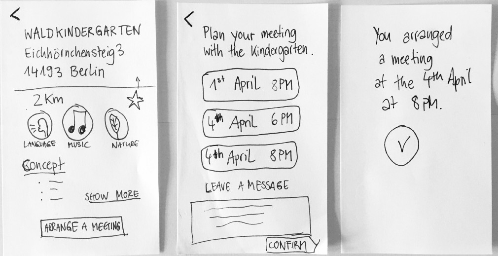 Concept Sketches shows how to arrange a meeting with the kindergarden