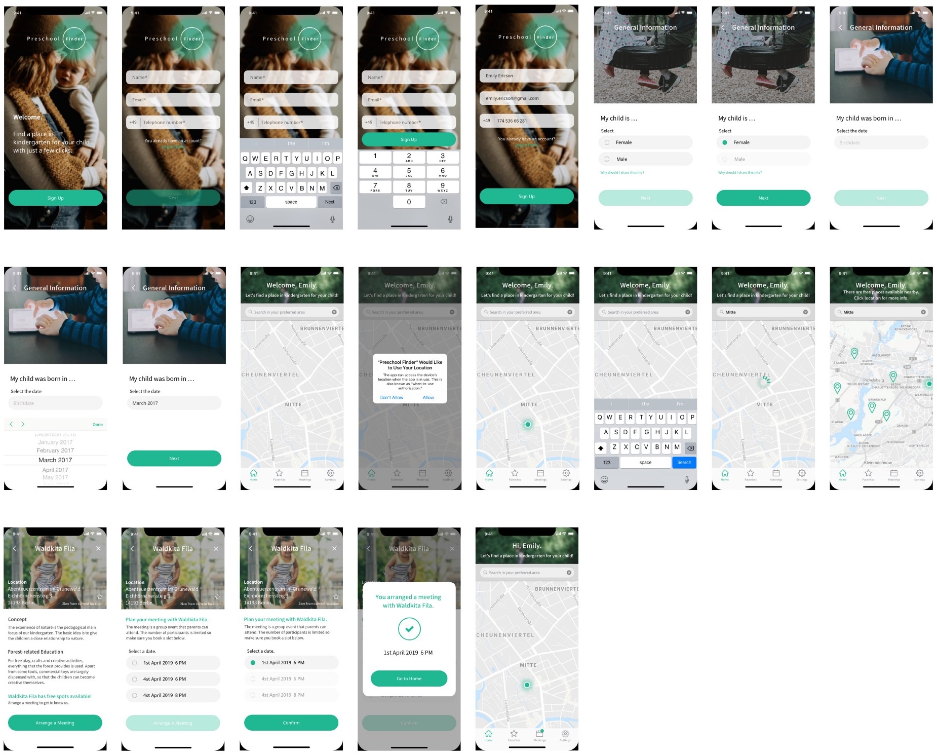 Screens in the Finalized Visual Design