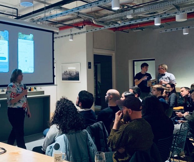 Me talking at the Hackshow by Ironhack Berlin