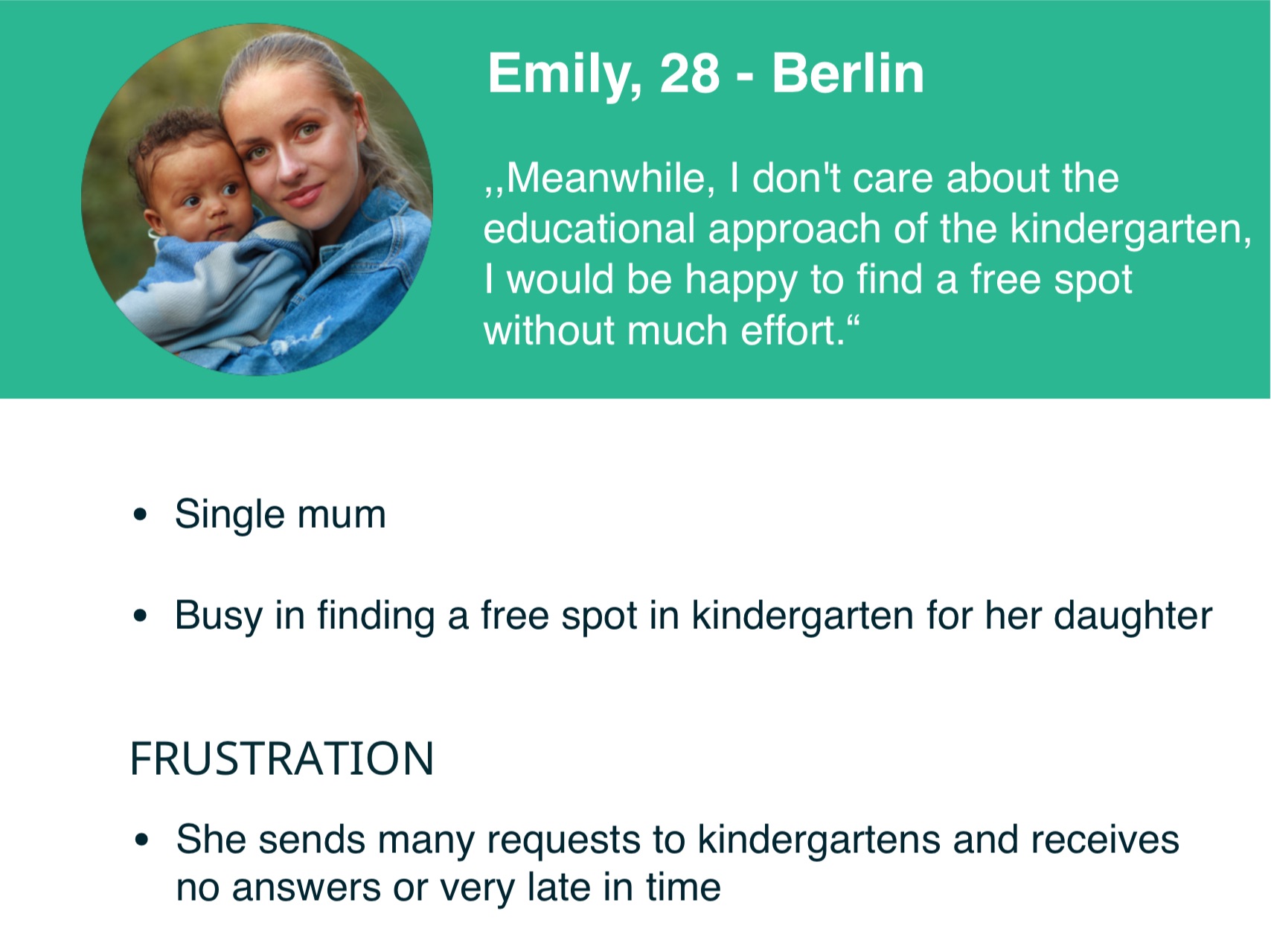 User Persona Emily- a Single Mum
